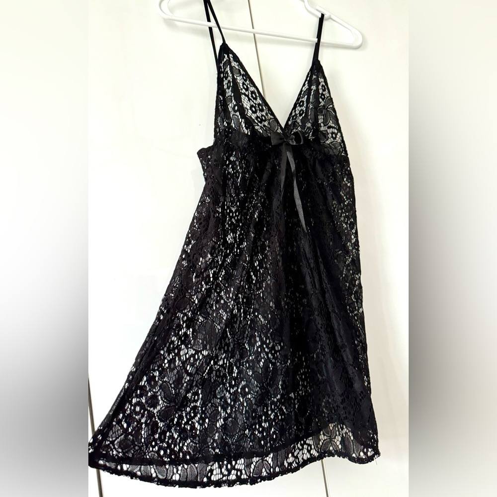 Size S - Black Lace Lingerie Slip Dress Nightgown